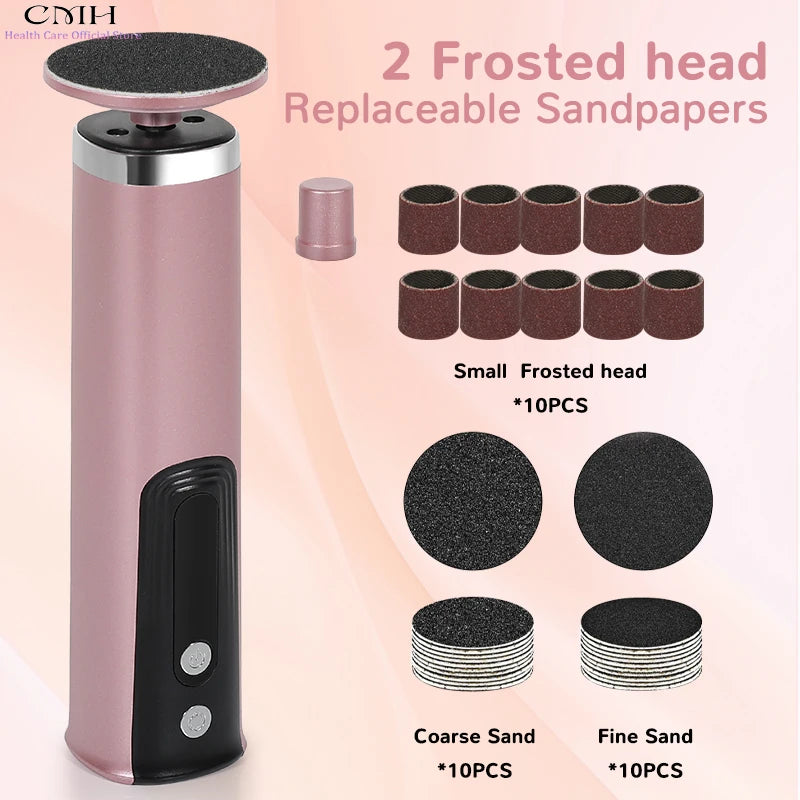 CMH Dual-Head Metal Electric Foot Grinder Rechargeable Callus Remover