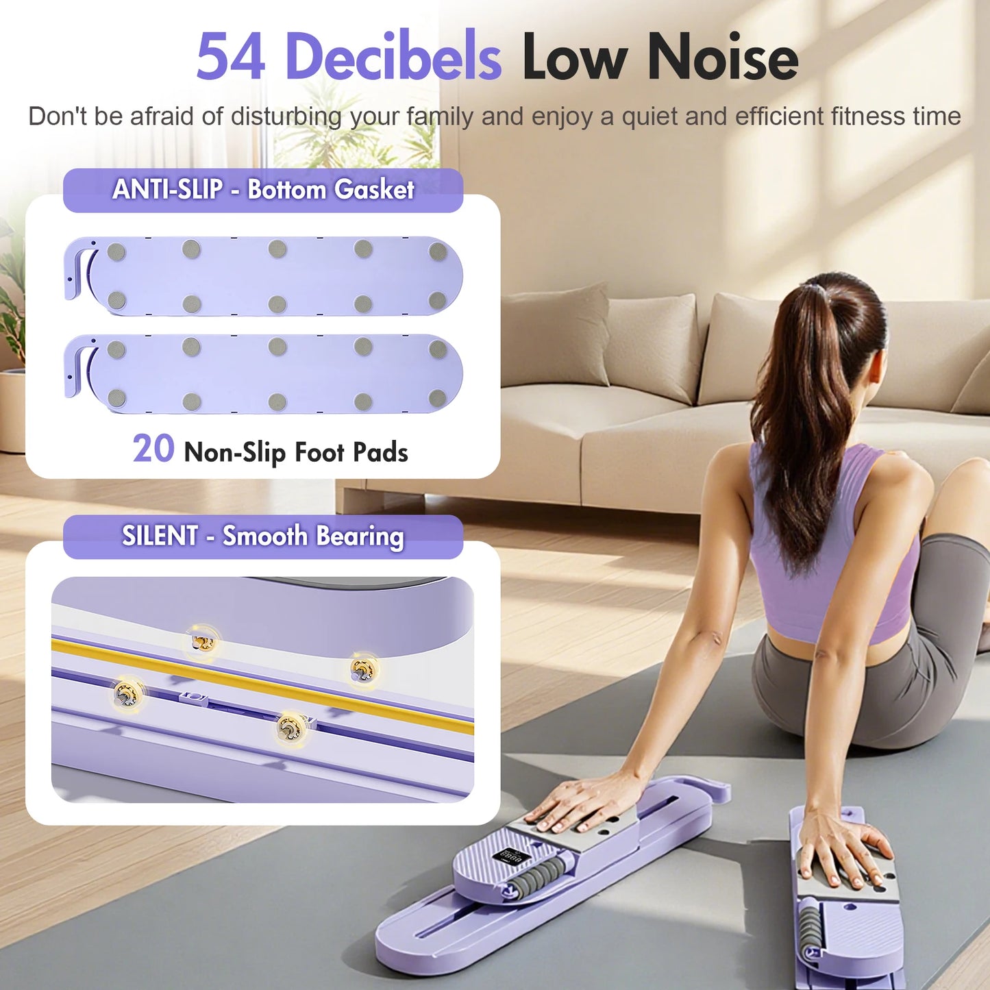 Abdominal Pilates Board With LCD Display And Detachable Resistance Bands