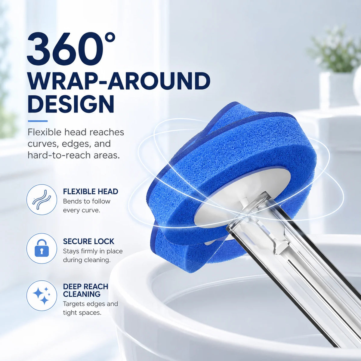 Joybos Touch Free Wall Mount Toilet Cleaning Wand With Pads