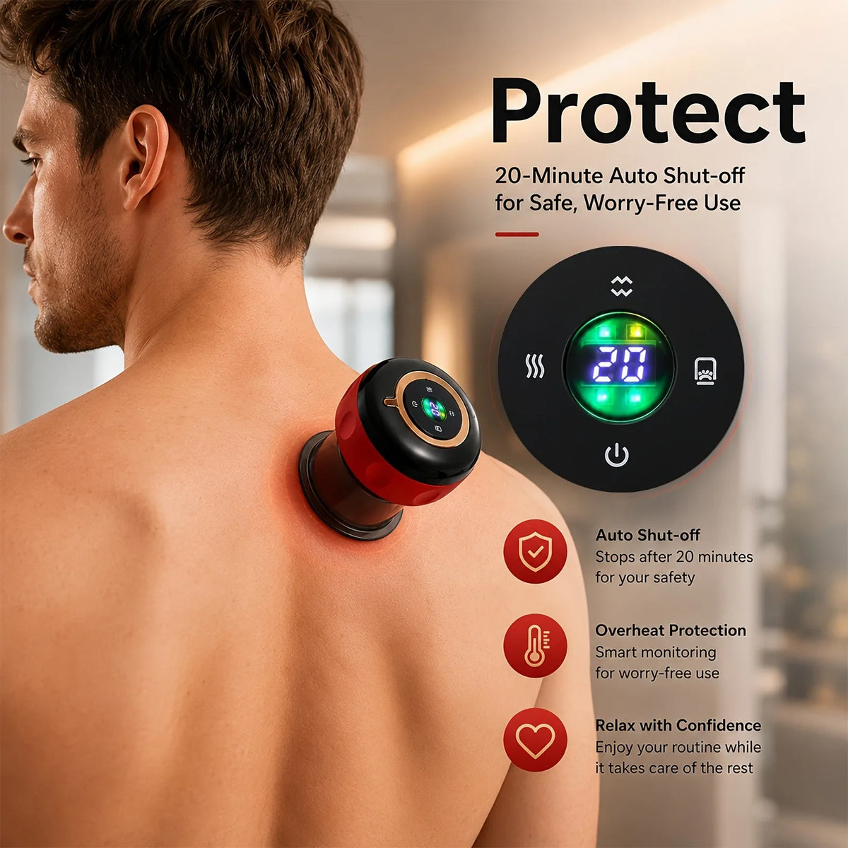 Jitesy Electric Cupping Massager Microcurrent Heat Smart Suction Pain Relief