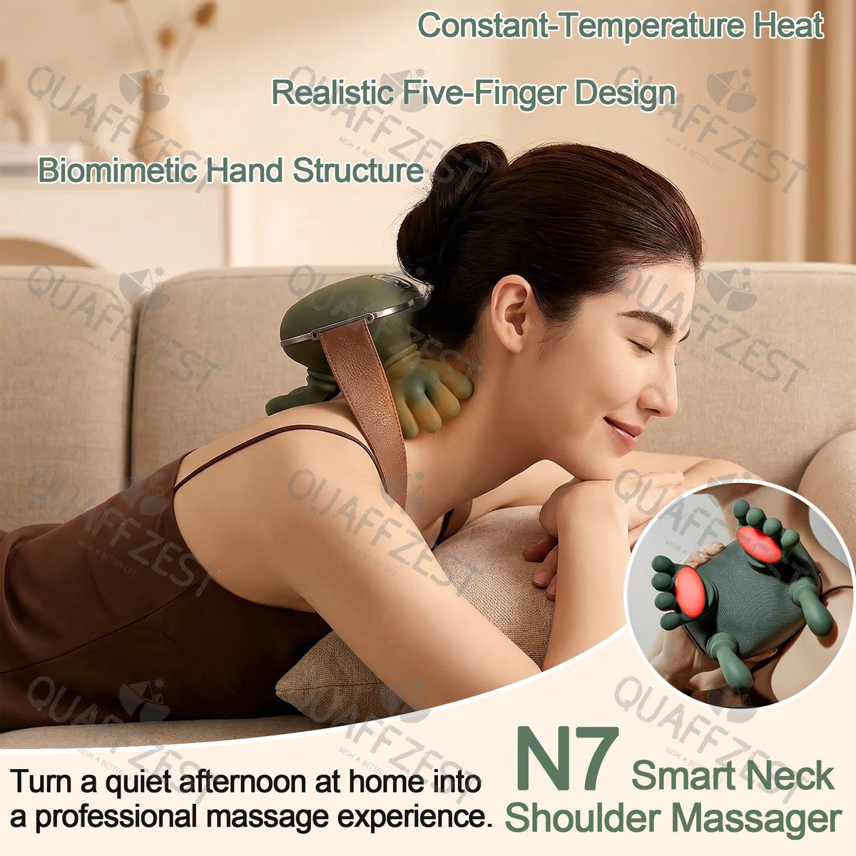 Wireless Neck And Shoulder Kneading Massager With Brushless Motor