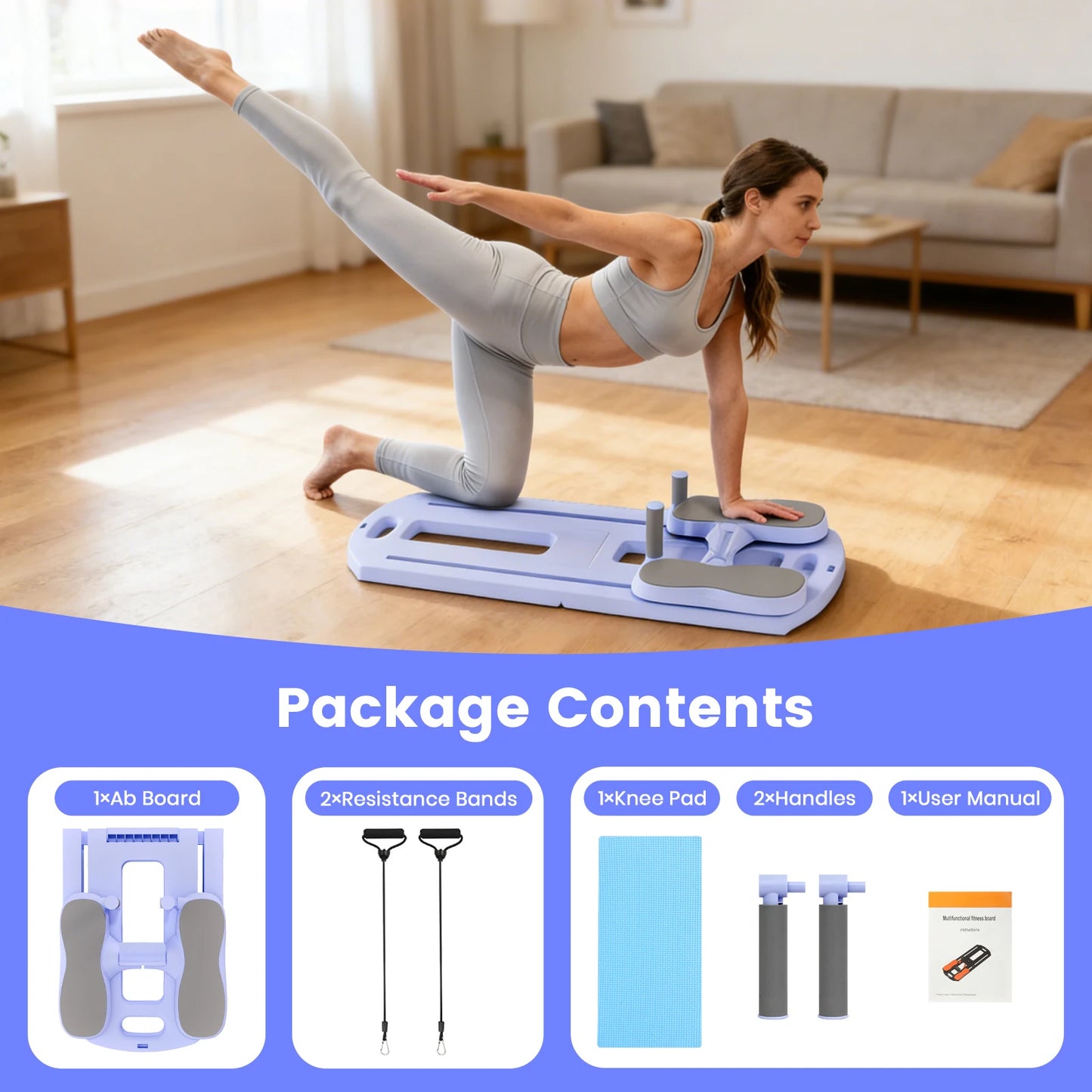 Foldable Pilates Abs Board 5 In 1 Core Fitness Equipment