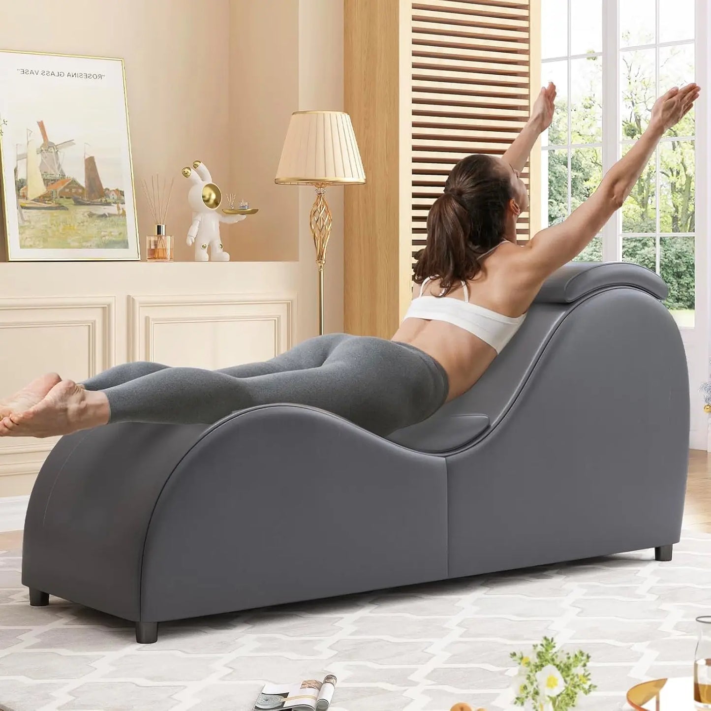Ergonomic Curved Chaise Lounge Chair For Yoga And Relaxation