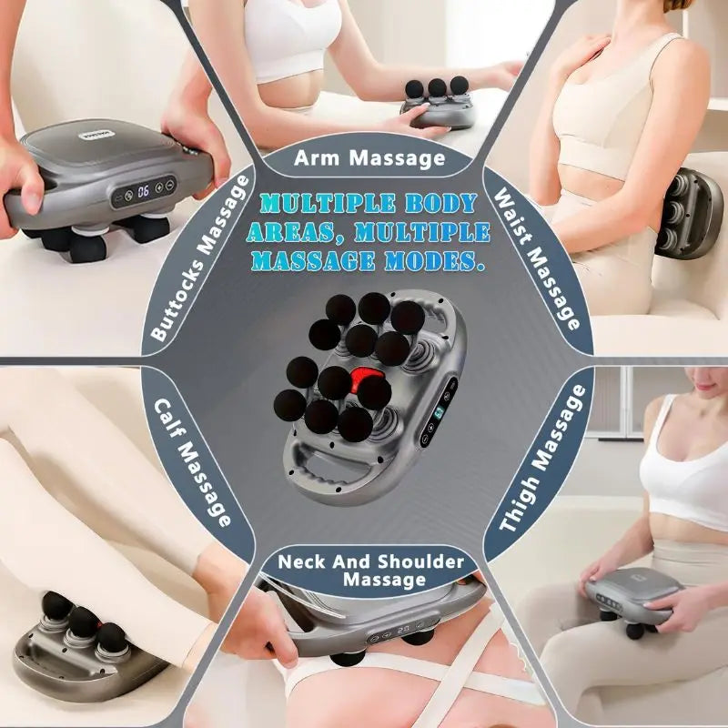 Handheld 12 Head Deep Tissue Massage Gun for Full Body Relief