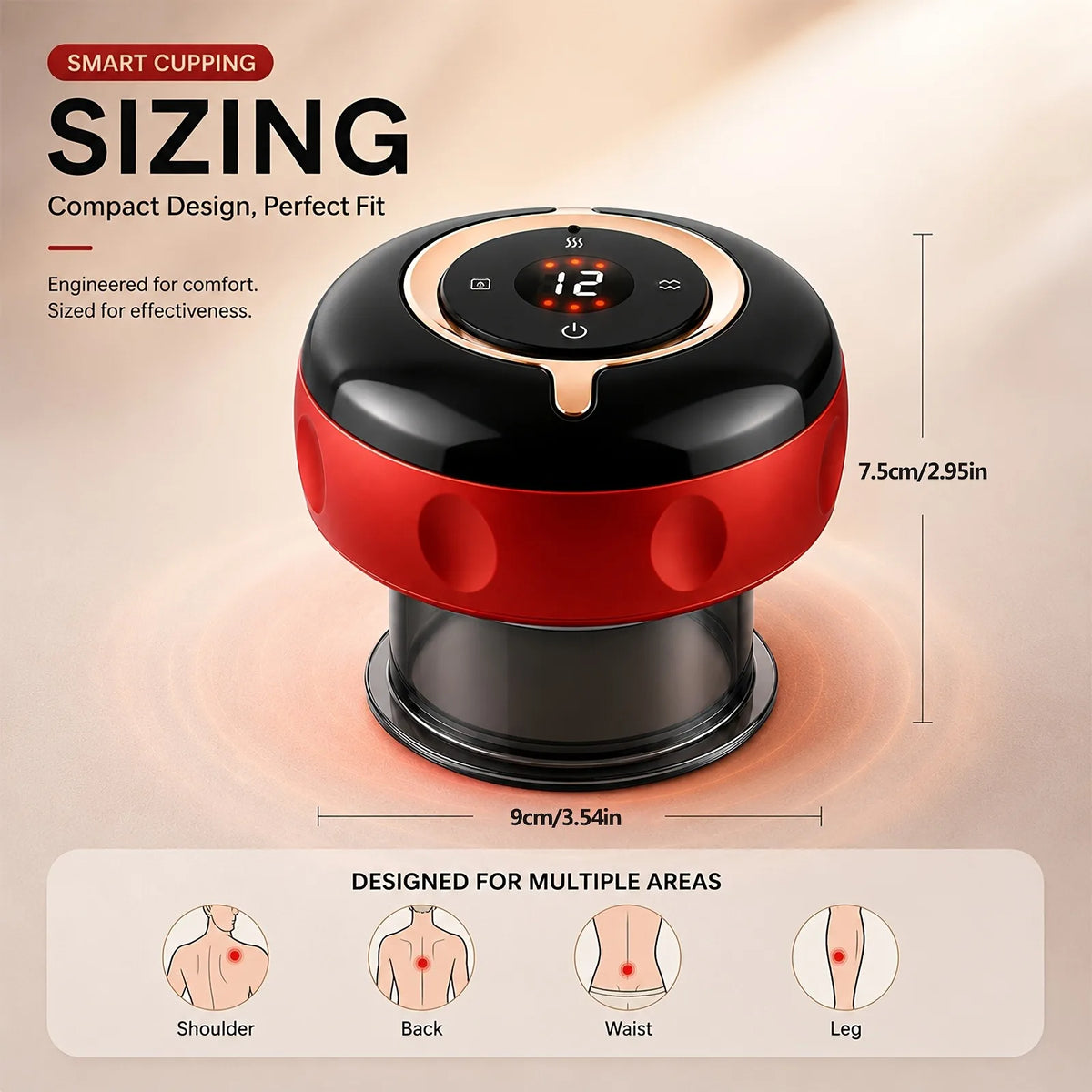 Jitesy Electric Cupping Massager Microcurrent Heat Smart Suction Pain Relief