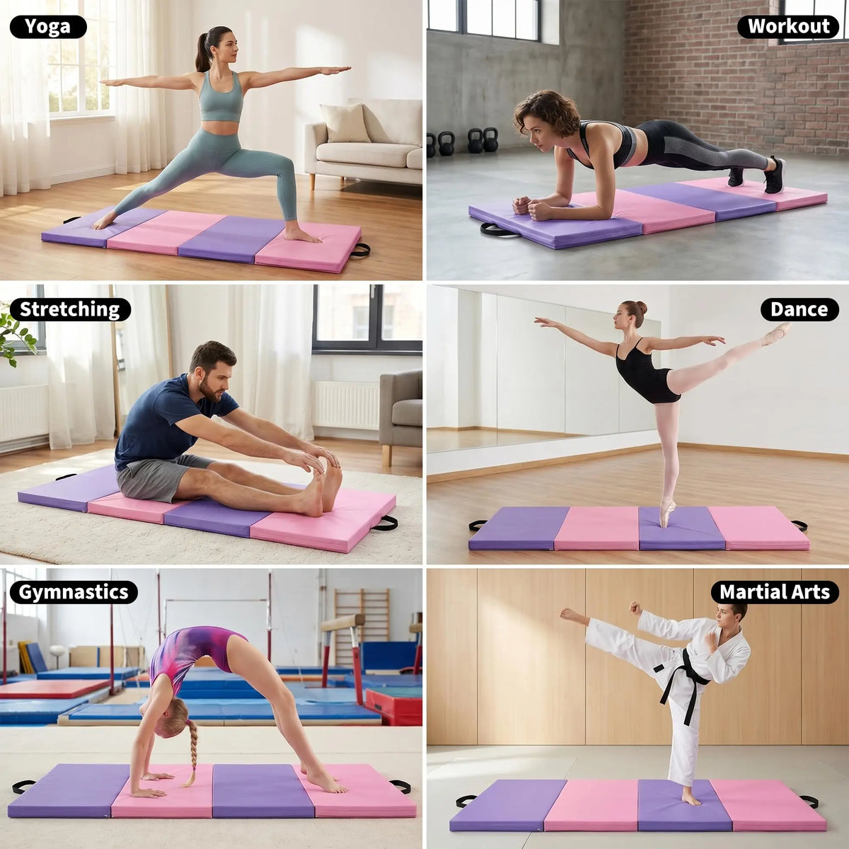 HiMISS Four Fold Gymnastics Exercise Mat For Home Workout