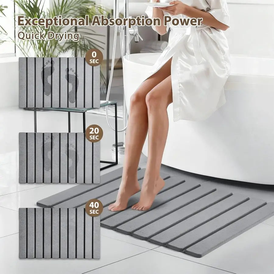 Diatomaceous Earth Bath Mat Set for Bathroom, 2-Piece