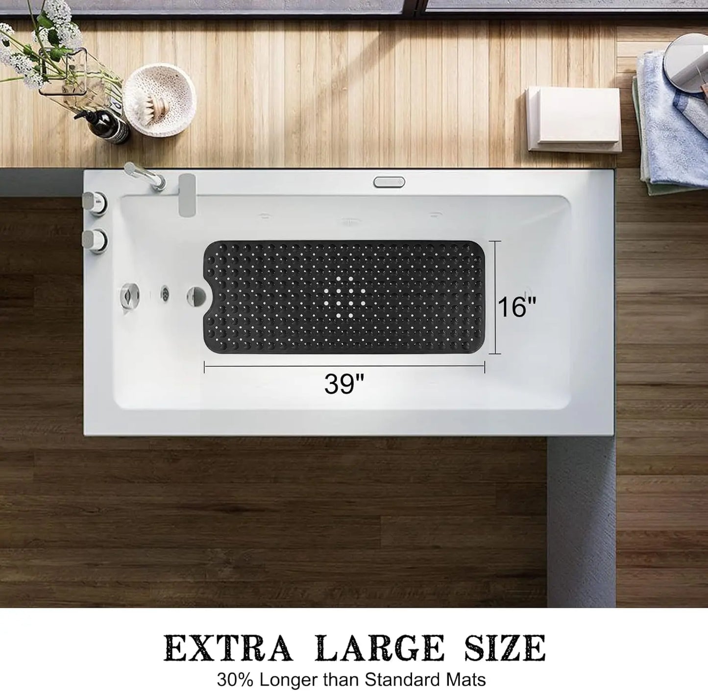 Machine Washable Non-Slip Bath Mat With Suction Cups