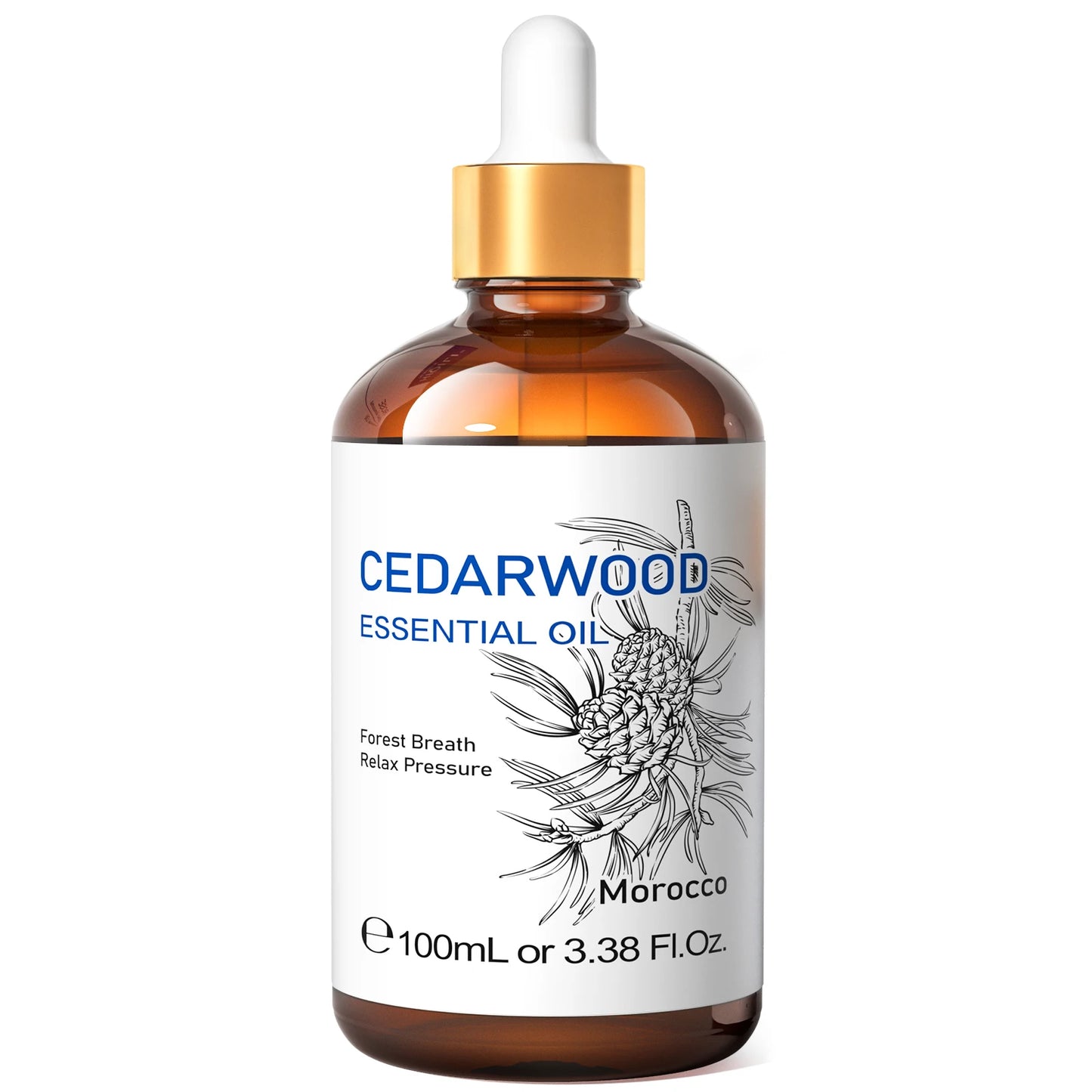 HIQILI 100ML Cedarwood Essential Oil, Pure Essential Oil for Diffuser, Humidifier, Massage, Relaxing, Relieving Stress