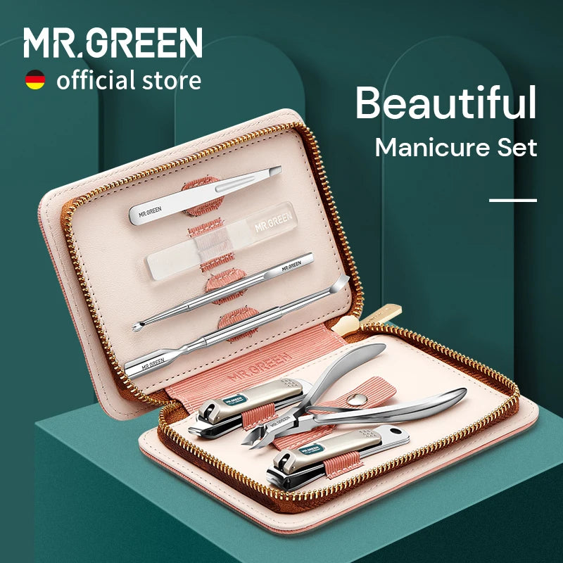 MR.GREEN 7-In-1 Manicure Set Stainless Steel Nail Tools Case