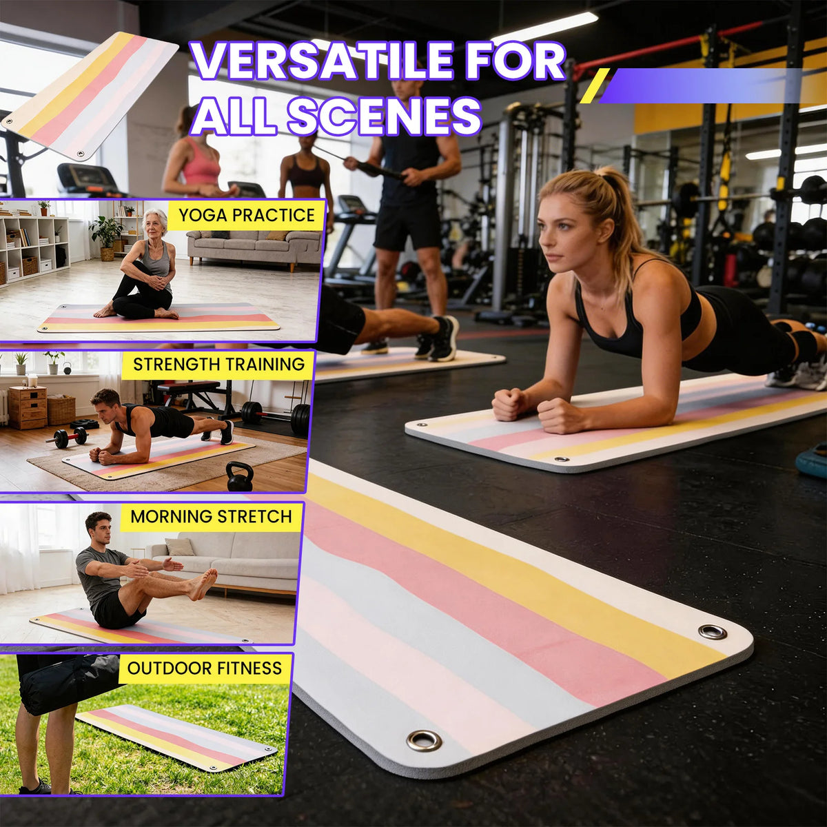 Non Slip Foldable Hanging Fitness Mat For Home Gym Workouts