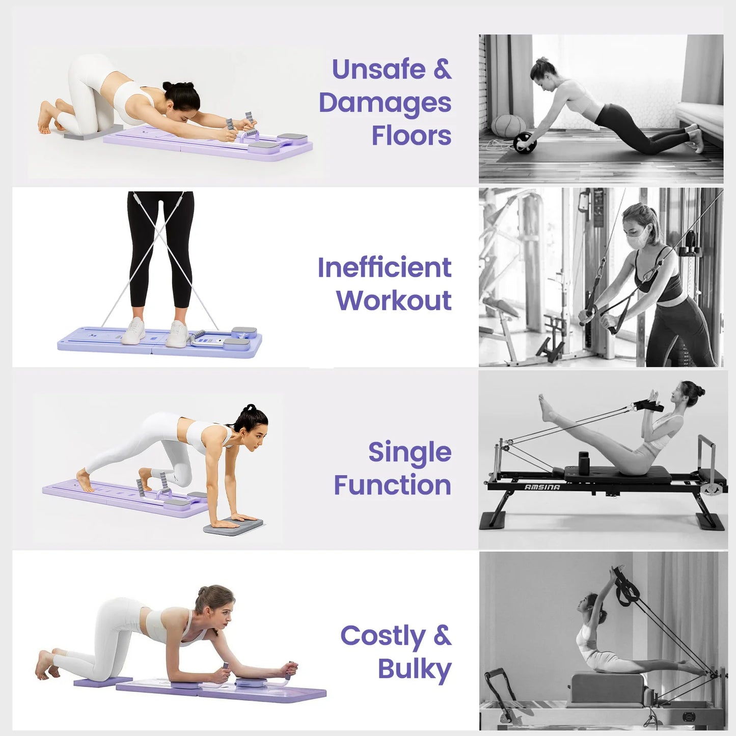 Ab Pilates Board Adjustable MultiFunctional Abdominal Fitness Board With Bands