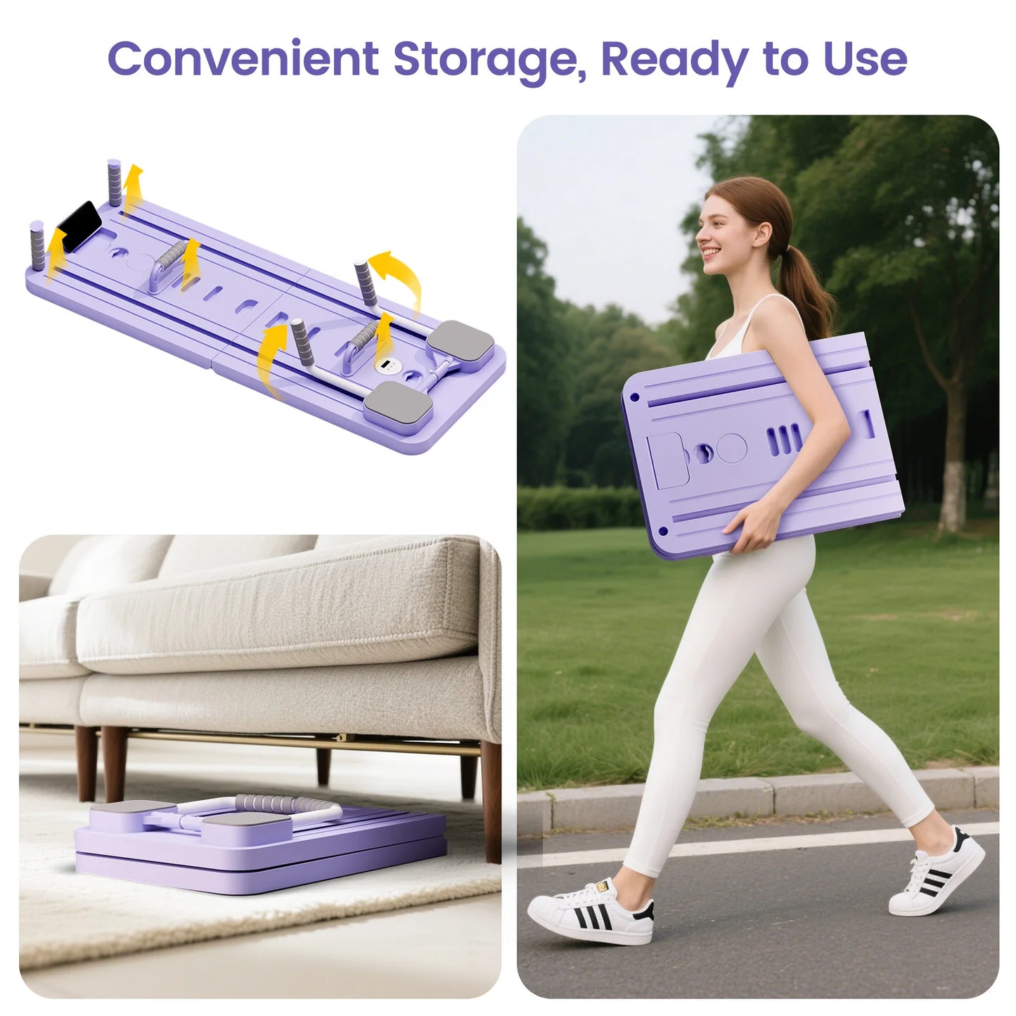 Ab Pilates Board Adjustable MultiFunctional Abdominal Fitness Board With Bands