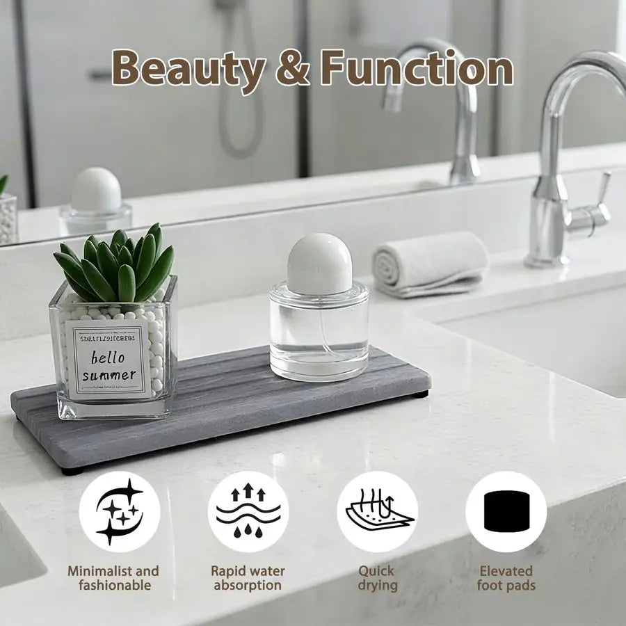 Diatomaceous Earth Bath Mat Set for Bathroom, 2-Piece
