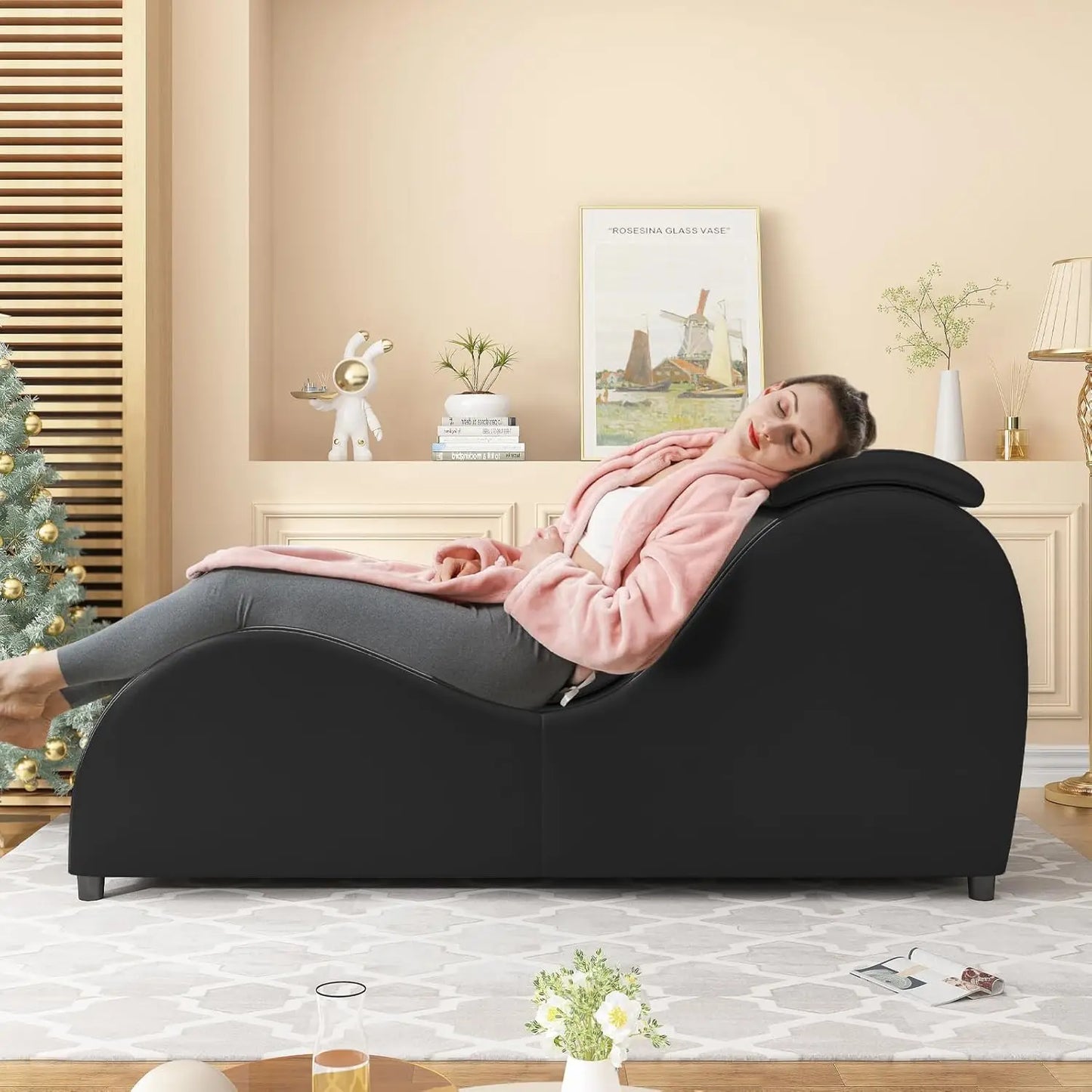 Ergonomic Curved Chaise Lounge Chair For Yoga And Relaxation