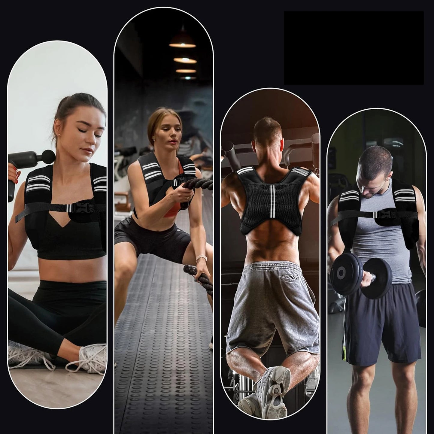 Weighted Vest With Reflective Stripe And Pocket For Workout