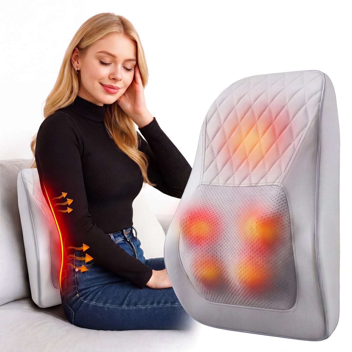 HIMOU Back Massager With Heat 3D Kneading For Neck Shoulder