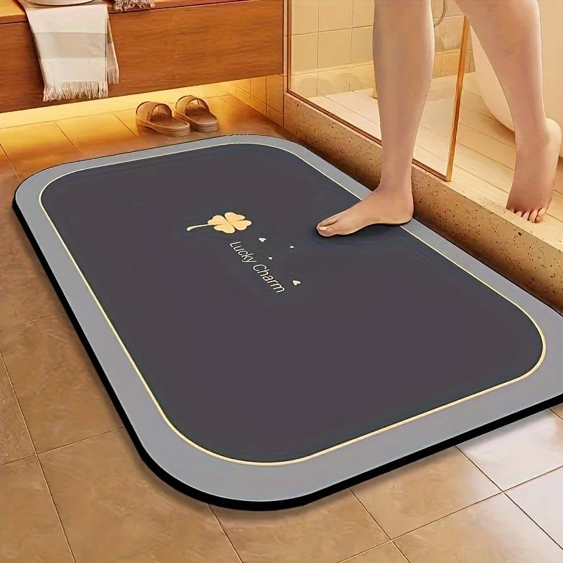 NONECN Diatomite Bath Mat Quick Dry Non Slip Water Absorbent