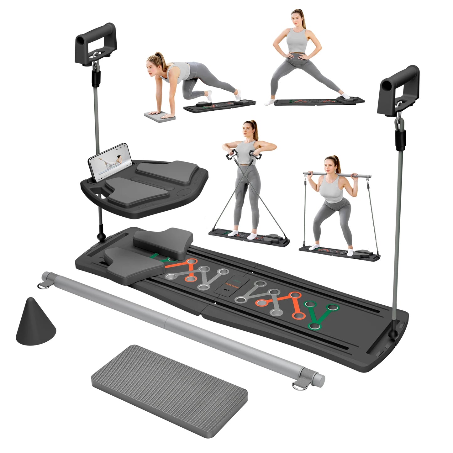 Ab Pilates Board Adjustable MultiFunctional Abdominal Fitness Board With Bands