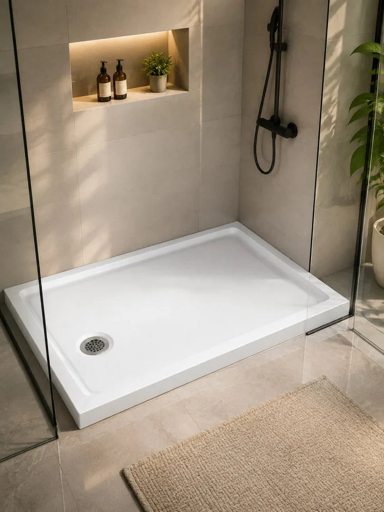 Premium Acrylic Shower Base Pan Low Profile Non Slip Design