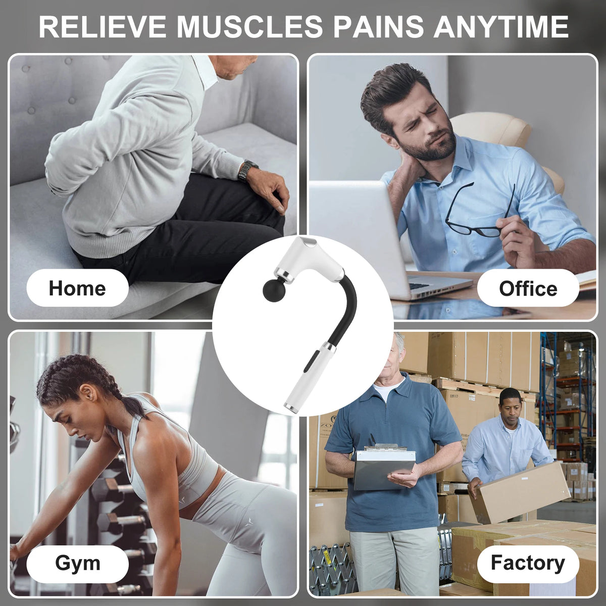 Long Handle Rechargeable Massage Gun For Deep Tissue Relief