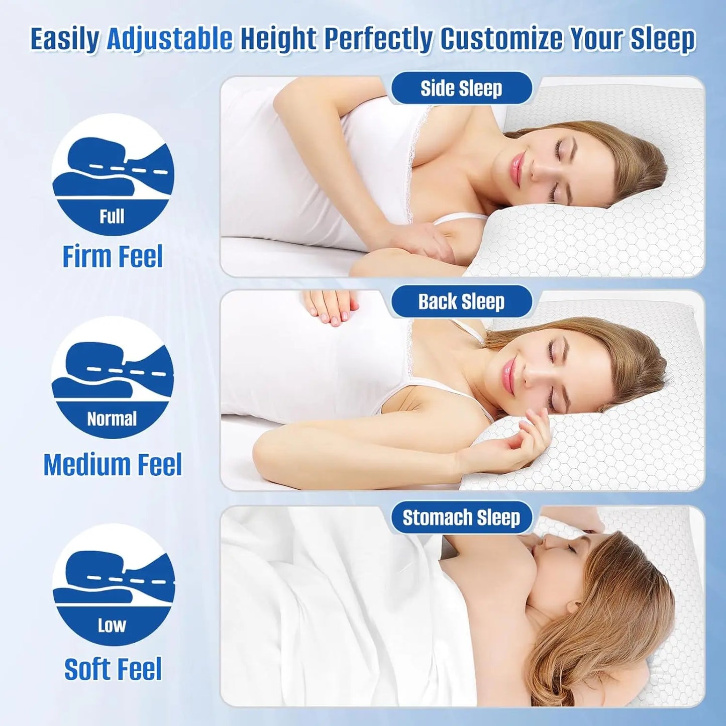 Cooling Adjustable Shredded Memory Foam Pillow Set For All Sleepers