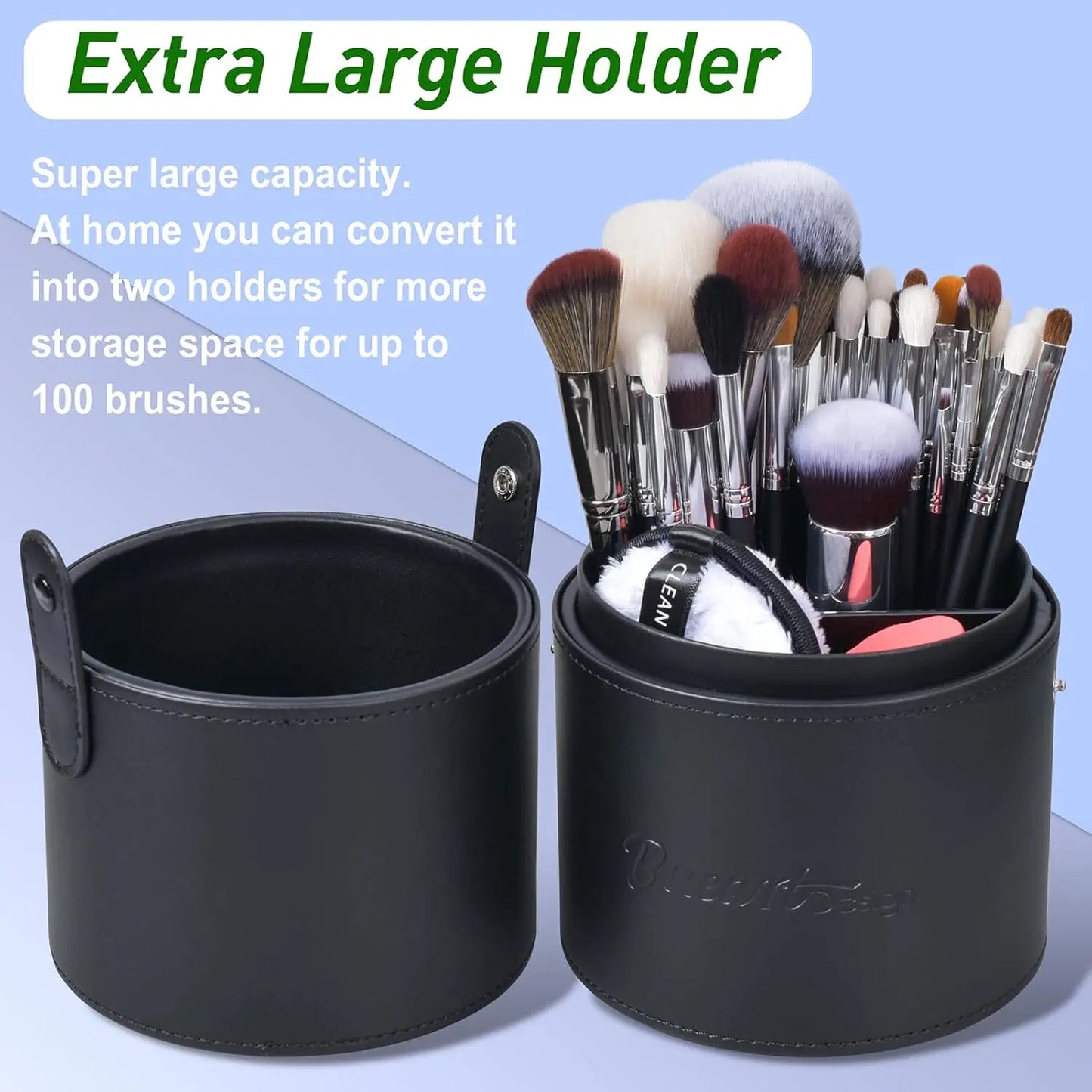 Deluxe Real Goat Hair Makeup Brushes Set With Holder