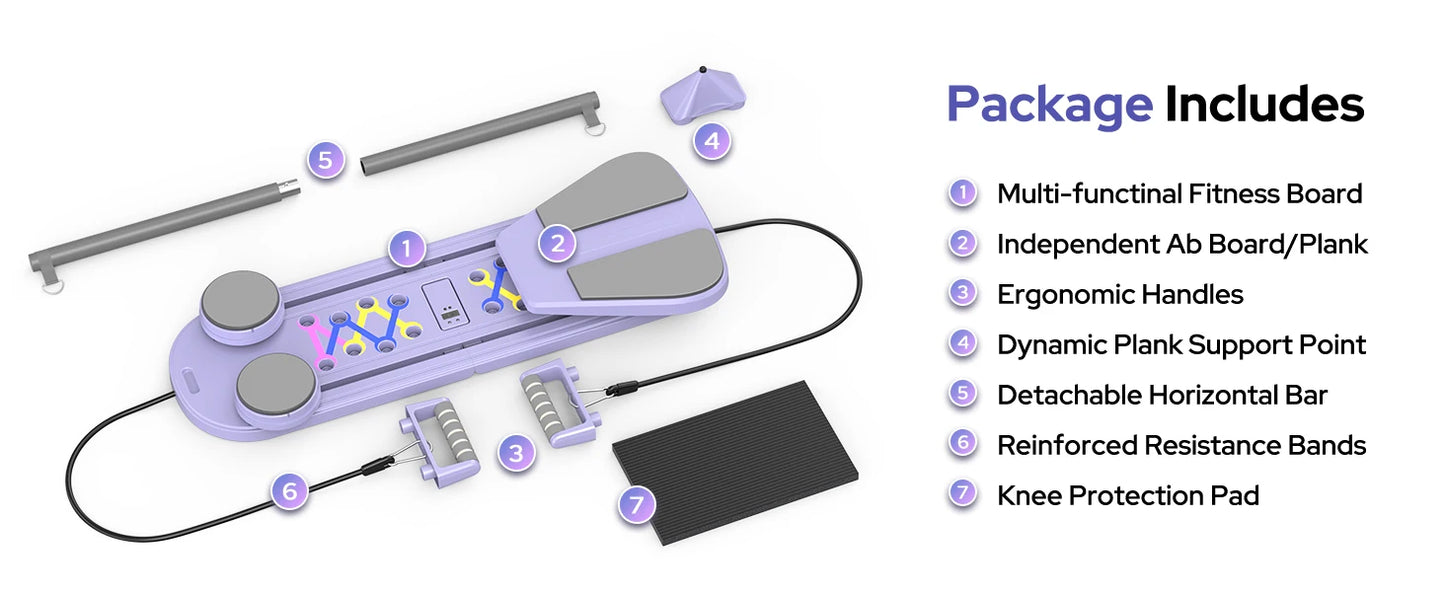 Foldable Pilates Reformer Set 7 In 1 Portable Ab Core Trainer