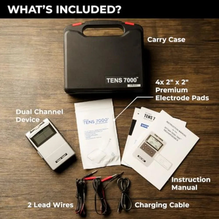 TENS 7000 Rechargeable Tens Unit With Four Electrodes
