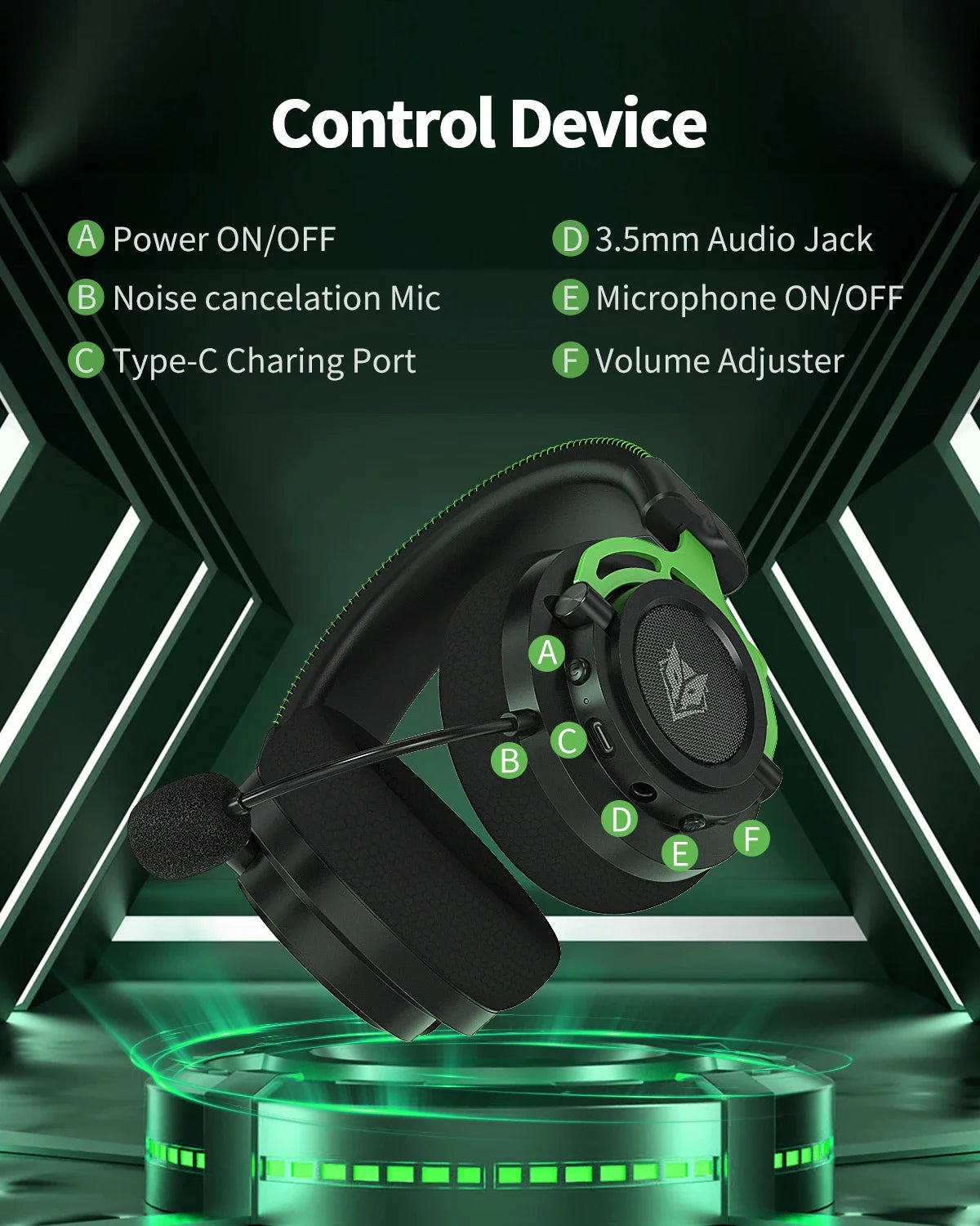 NUBWO G03 Wireless Gaming Headset 2.4GHz Bluetooth Noise Canceling Microphone