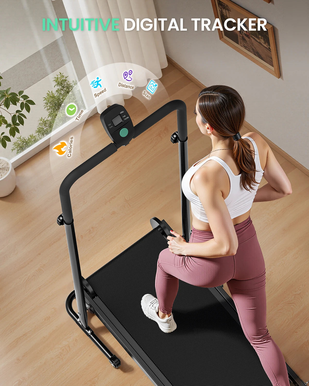 Non Electric Treadmill With Dual Flywheel And Fixed Incline LCD