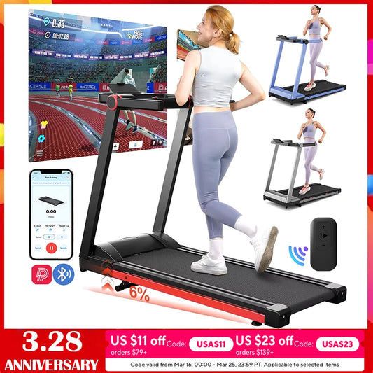 Superun 3.5HP Foldable Treadmill with Incline and App Control