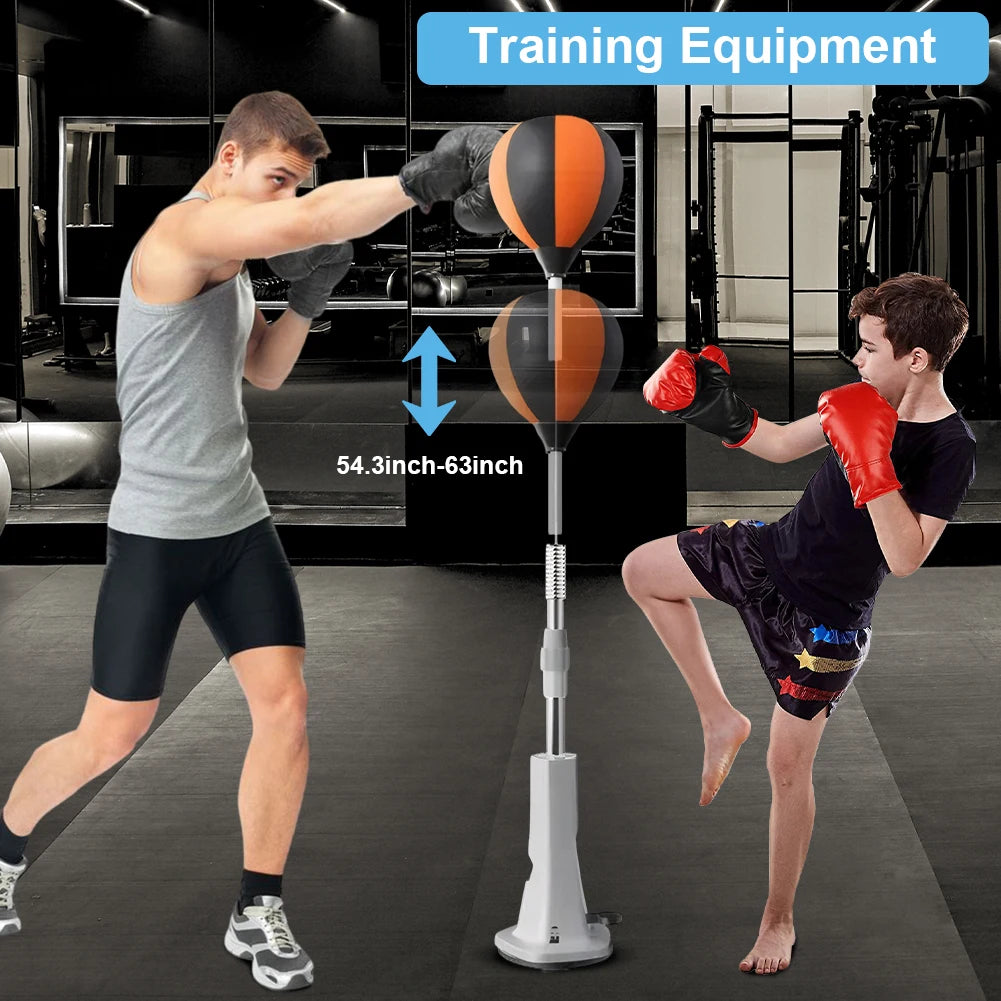 Boxing Punching Bag With Stand Height Adjustable Reflex Ball Set