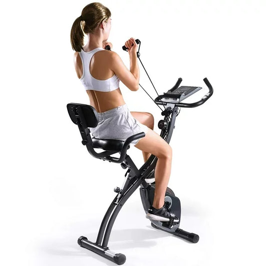 Folding Magnetic Upright Exercise Bike With Pulse LCD Monitor