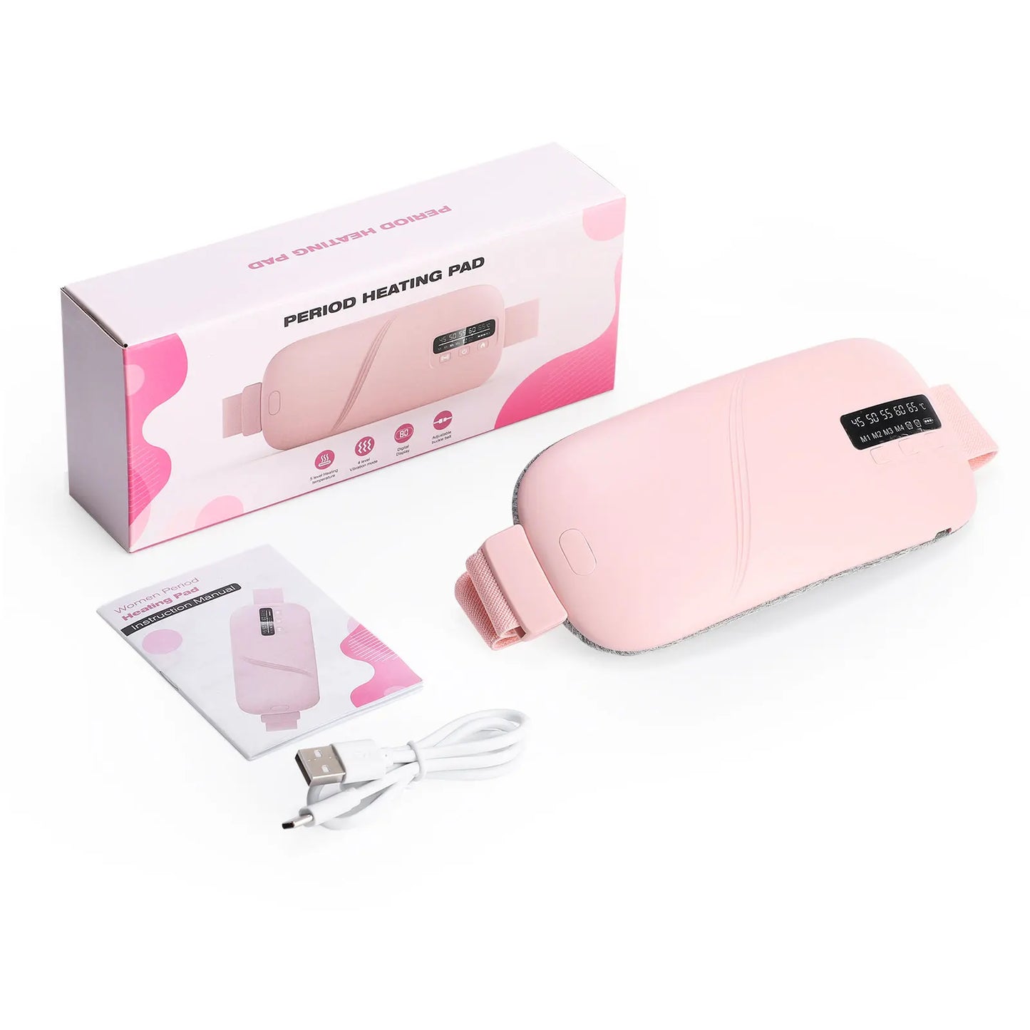 PASTSKY Menstrual Waist Massager Belt With 5 Modes Heating Vibration