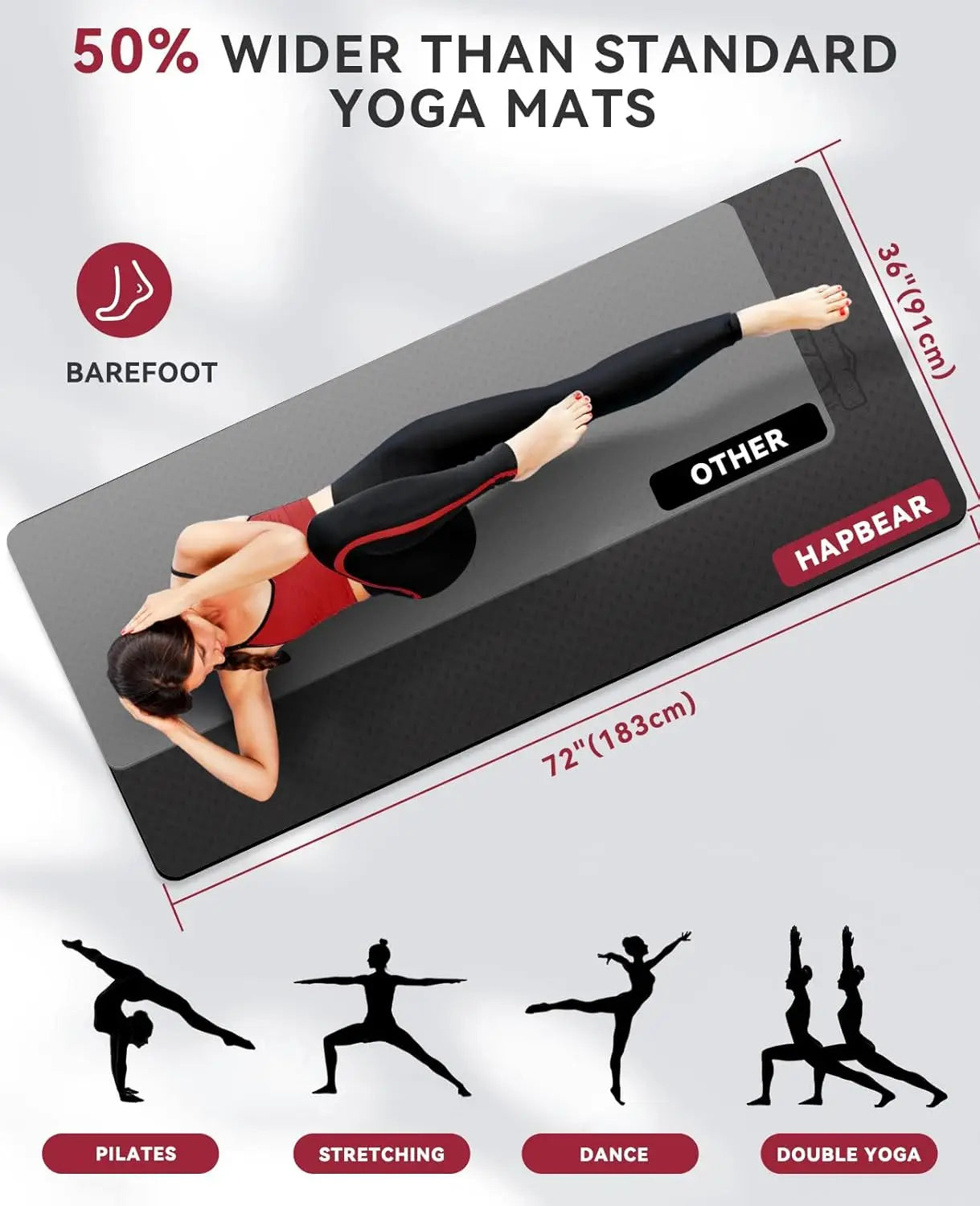 Extra Wide Yoga Mat Premium Non Slip With Carry Bag