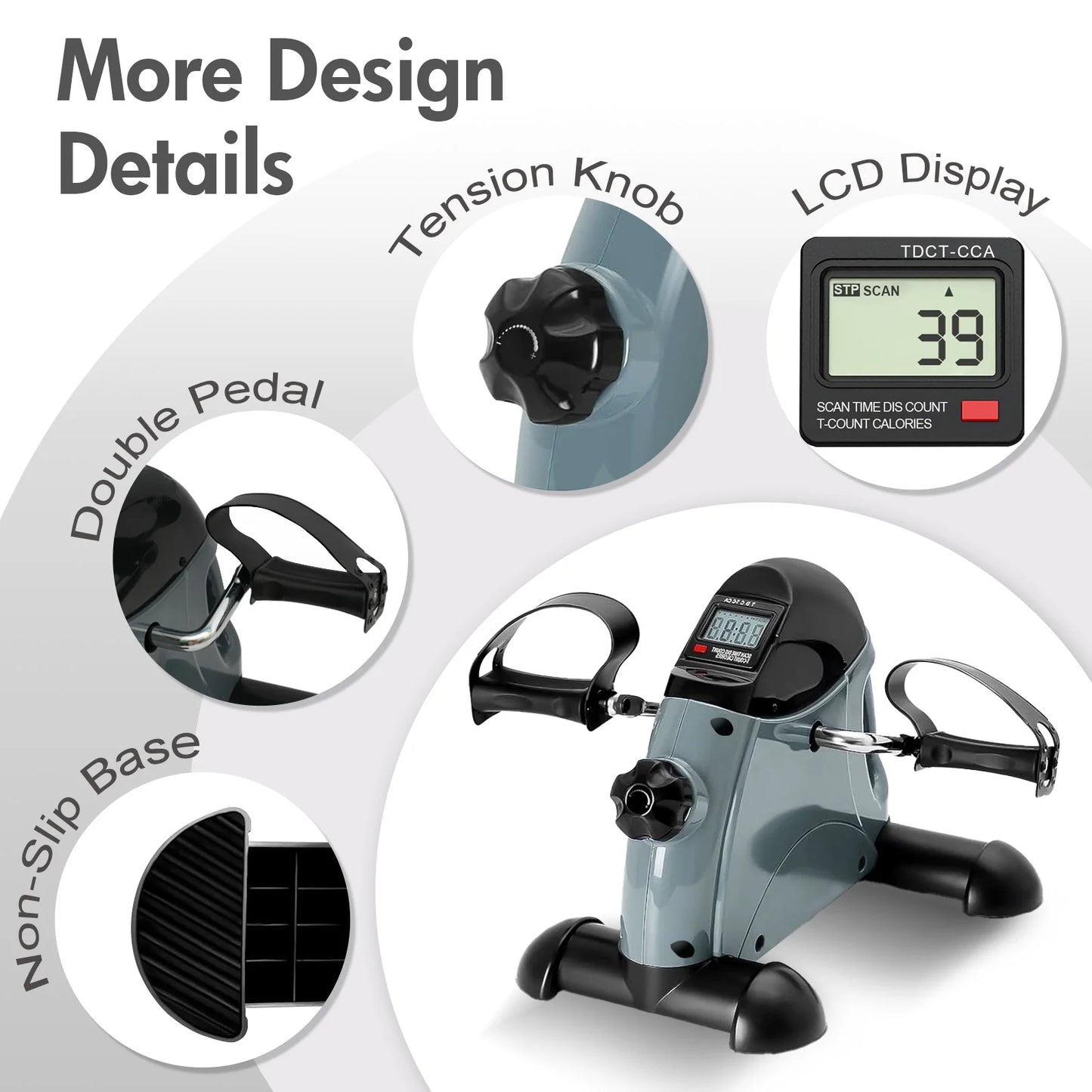 Portable Under Desk Mini Exercise Bike With LCD Monitor