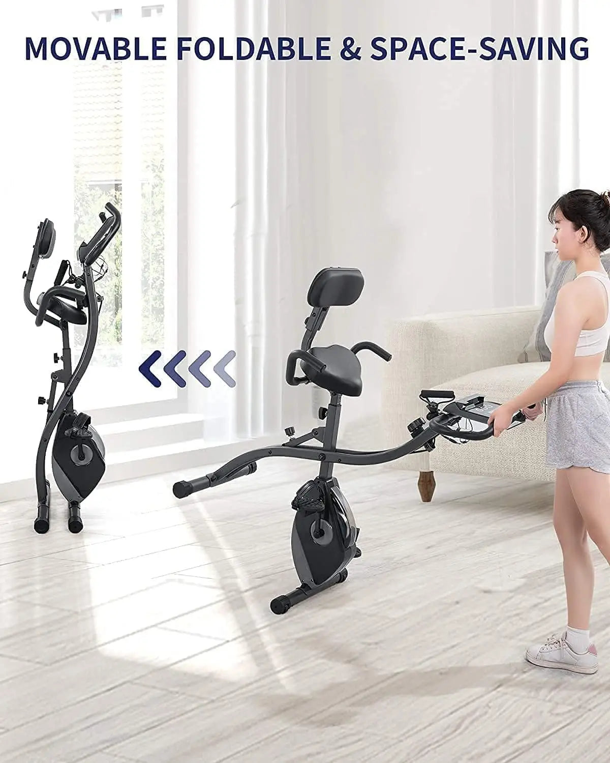Folding Magnetic Upright Exercise Bike With Pulse LCD Monitor