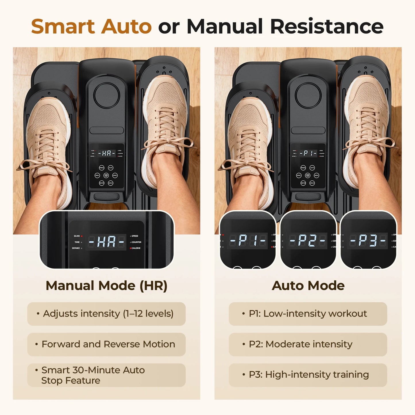 Under Desk Elliptical Machine With 3 Modes And 12 Speeds