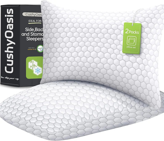Cooling Adjustable Shredded Memory Foam Pillow Set For All Sleepers