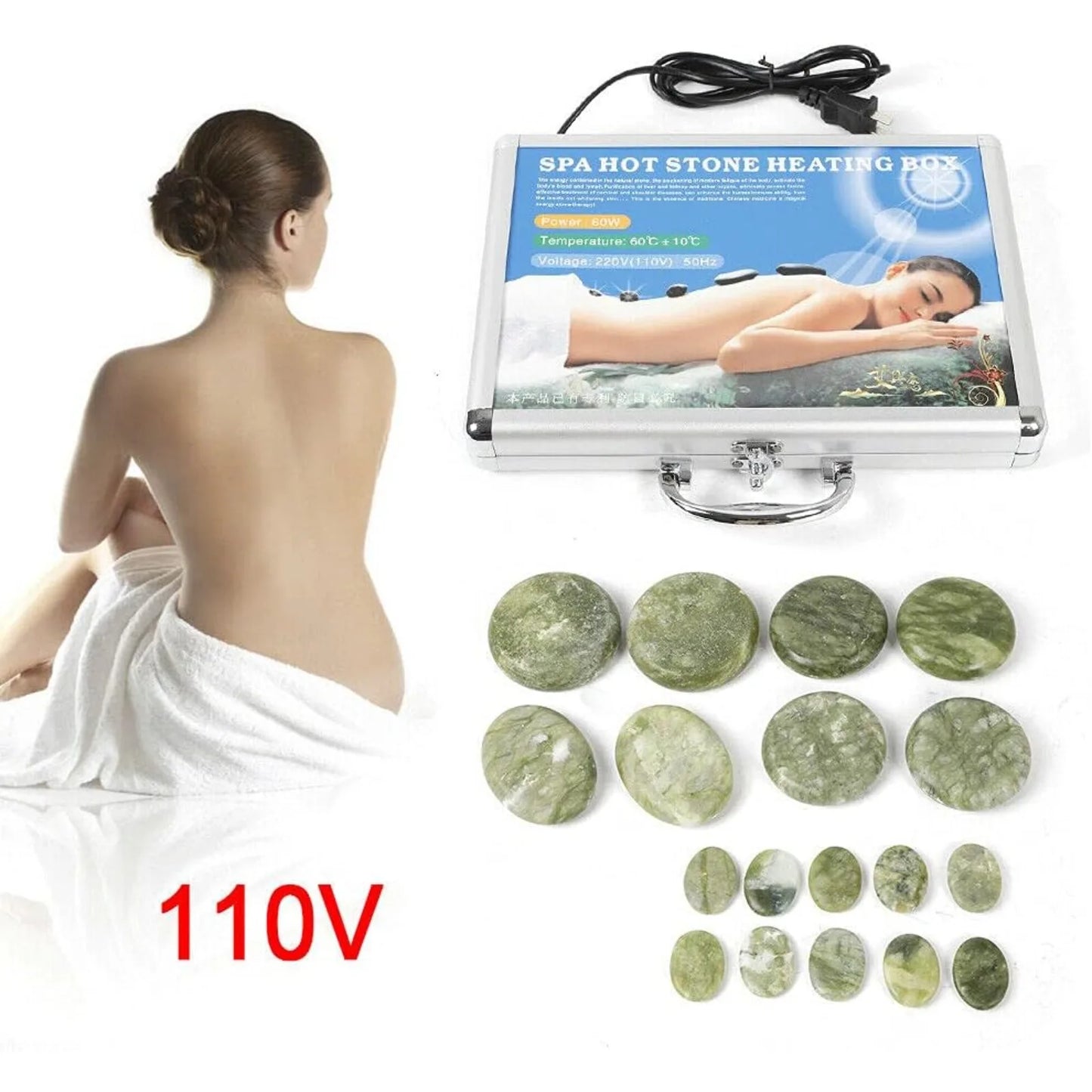 Hot Stone Massage Set With Warmer For Home Spa Relaxation