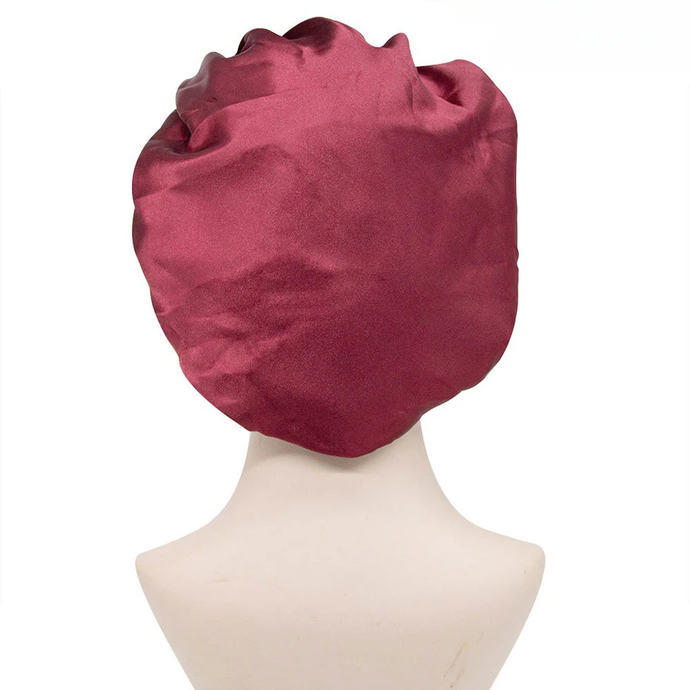 Elegant Satin Hair Bonnet For Long Hair Sleep Cap Night