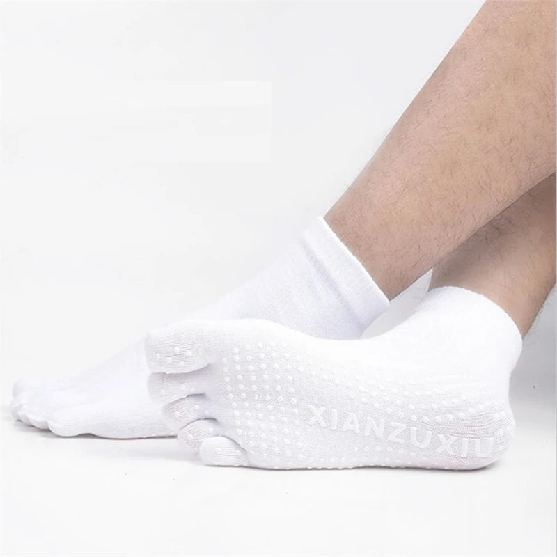 Athletic Five Toe Silicone Grip Pilates And Yoga Socks