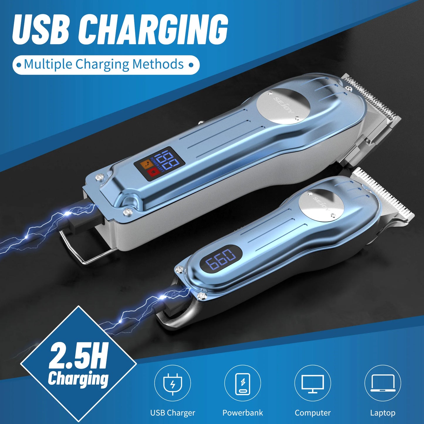 Sejoy Rechargeable Hair Clipper Combo Professional Trimmer Set for Barber