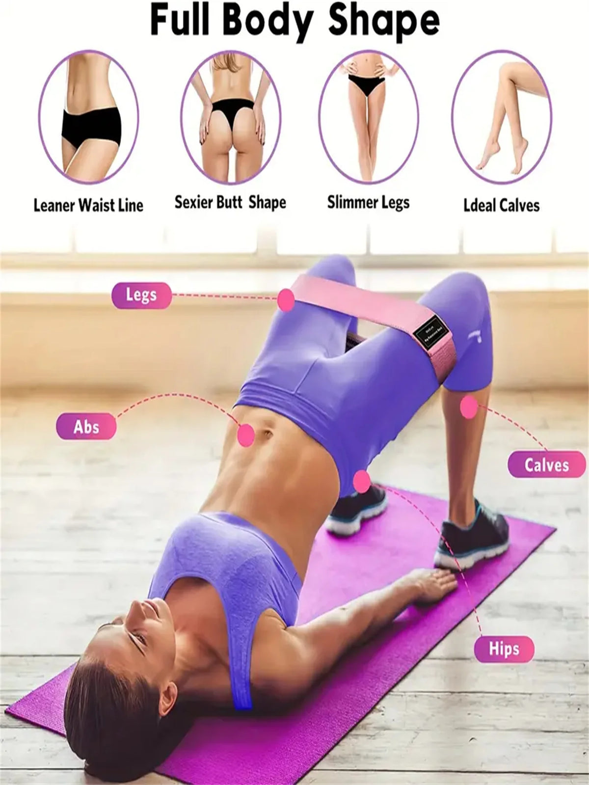 Pilates Yoga Elastic Resistance Fitness Exercise Bands