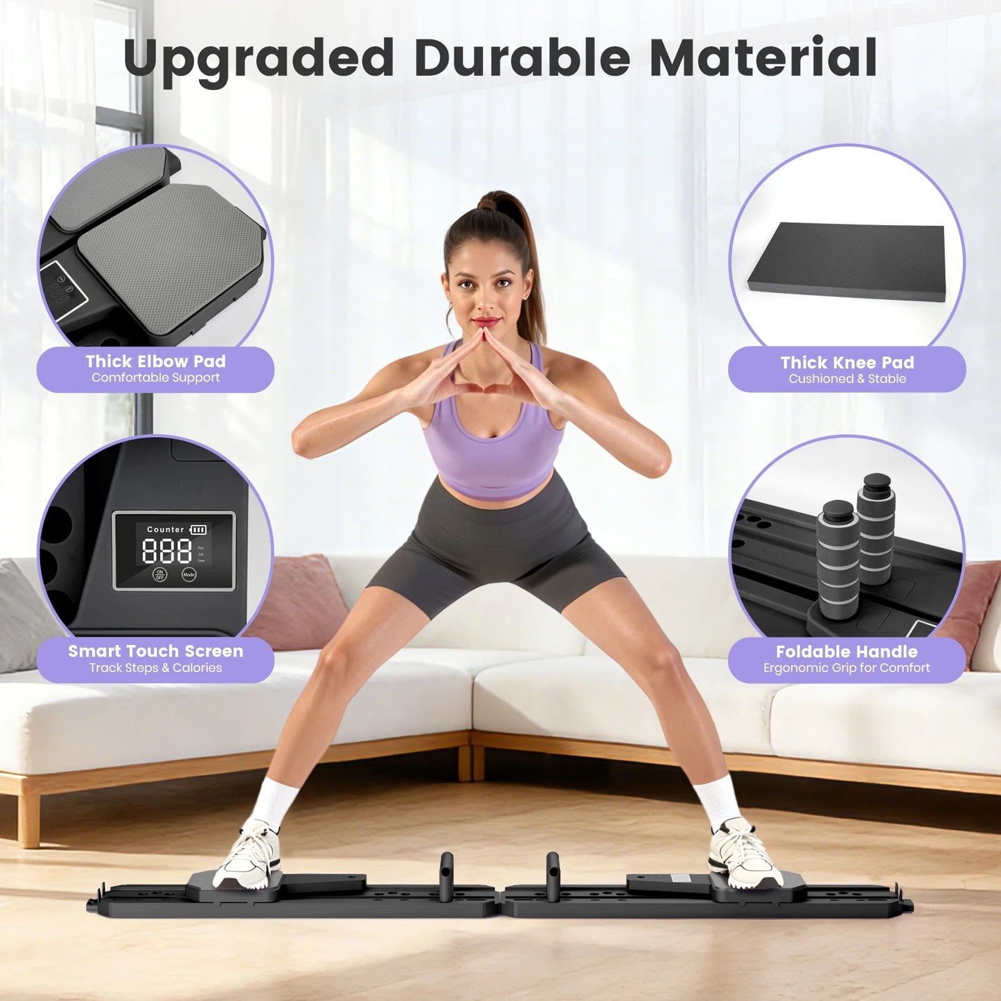 Portable Pilates Board For Core Fitness With Ski Balance Board And Reps Timer