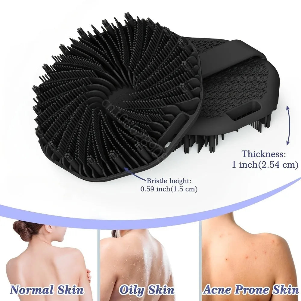 Silicone Bath Back Brush With Handle Exfoliating Scrub Massager