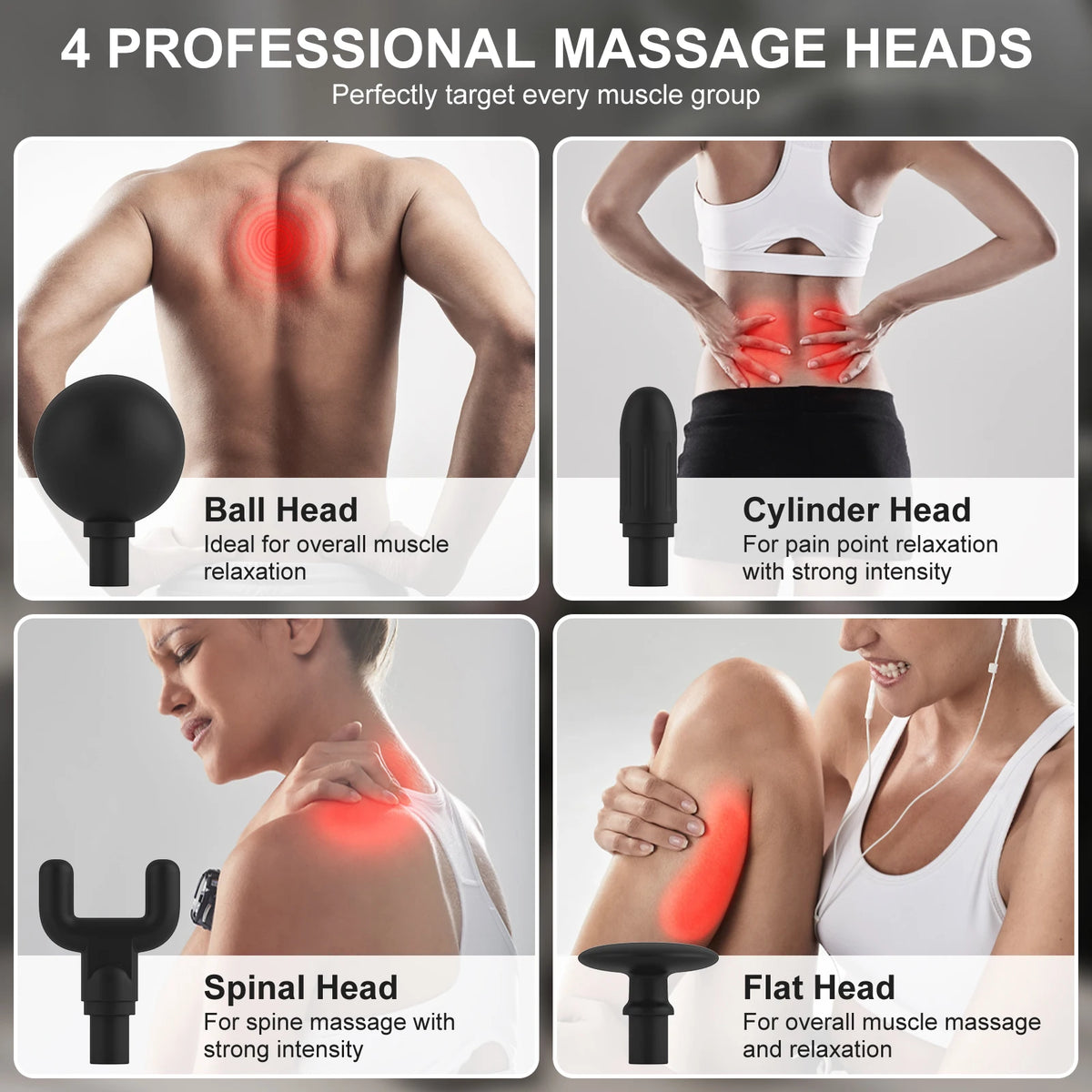 Long Handle Rechargeable Massage Gun For Deep Tissue Relief