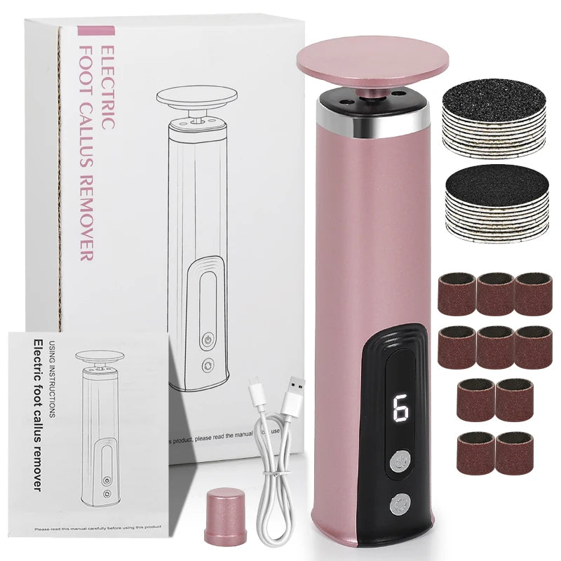 CMH Dual-Head Metal Electric Foot Grinder Rechargeable Callus Remover