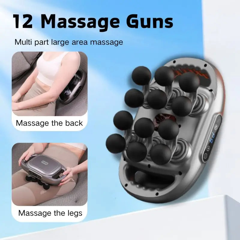 Handheld 12 Head Deep Tissue Massage Gun for Full Body Relief